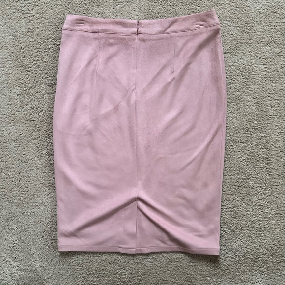 Lulus Superpower Blush Suede Pencil Skirt Pink - Size M - Picture 7 of 11